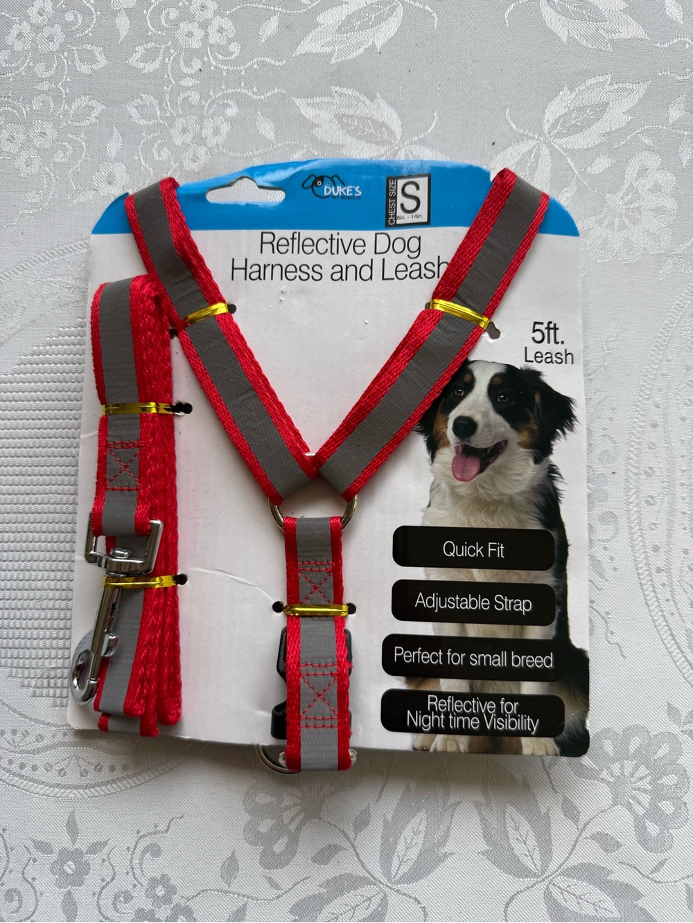 Dukes Reflective Red Dog Harness and Leash Set - Small 5Ft Leash Brand New